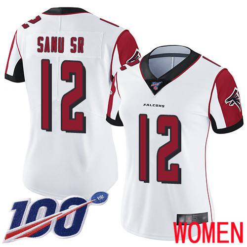 Atlanta Falcons Limited White Women Mohamed Sanu Road Jersey NFL Football 12 100th Season Vapor Untouchable
